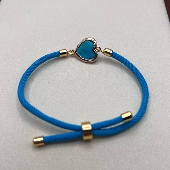 Handmade adjustable bracelet blue - Picture 2 of 5